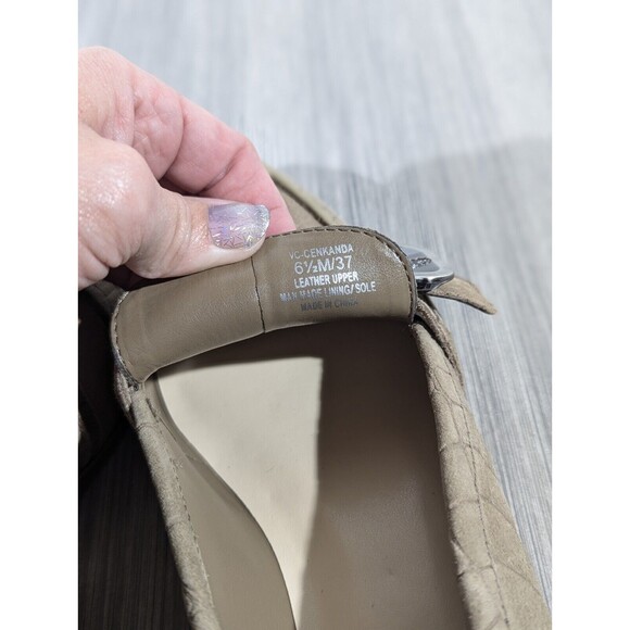 Vince Camuto VC-Cenkanda Tailored Buckle Loafers Size 6.5M / 37 Tan Stone - Picture 7 of 8
